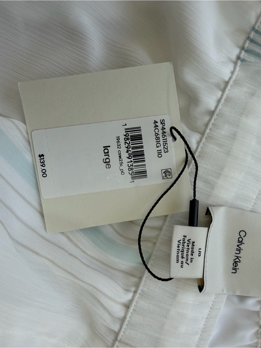 Calvin Klein Women’s White Striped Wide-Leg Pants Drawstring Pockets Size L - Picture 9 of 13